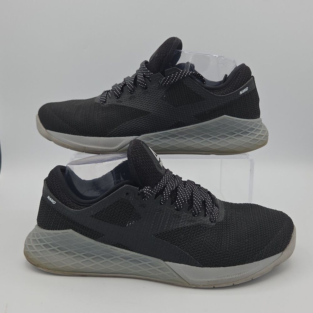 Reebok Mens 7.5 Black Mesh Athletic Running Shoes Walking Training Sneakers